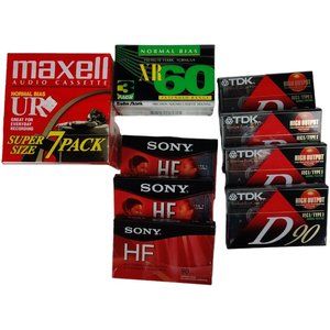 VTG Bundle of 17 Sealed Blank Audio Cassette Tapes Assorted Brands Radio Shack